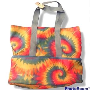 NWT No Boundaries Baby Blue & Tie Dye Oversized Insulated Zippered Beach Bag